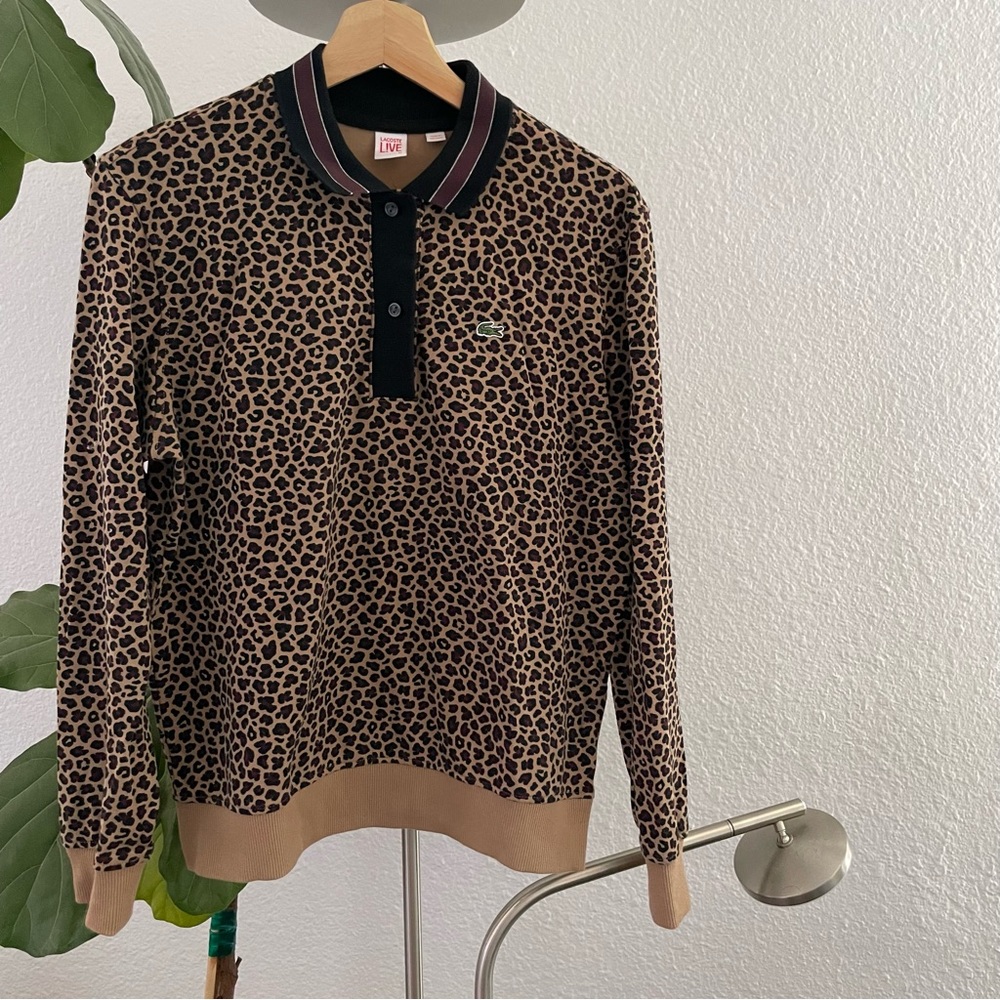 Lacoste leopard long sleeve polo